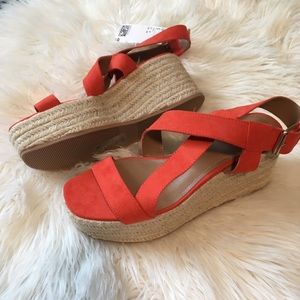 NWT blood orange H&M espadrille wedges